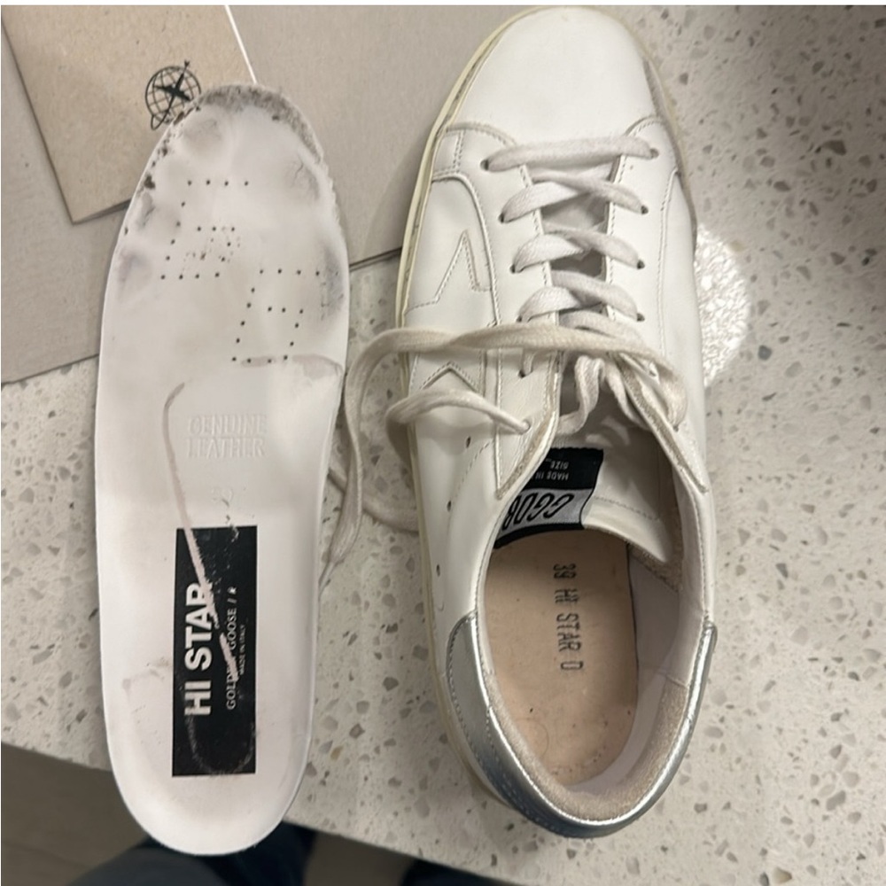 Golden Goose Hi Star 39 white and silver with box - Picture 9 of 13